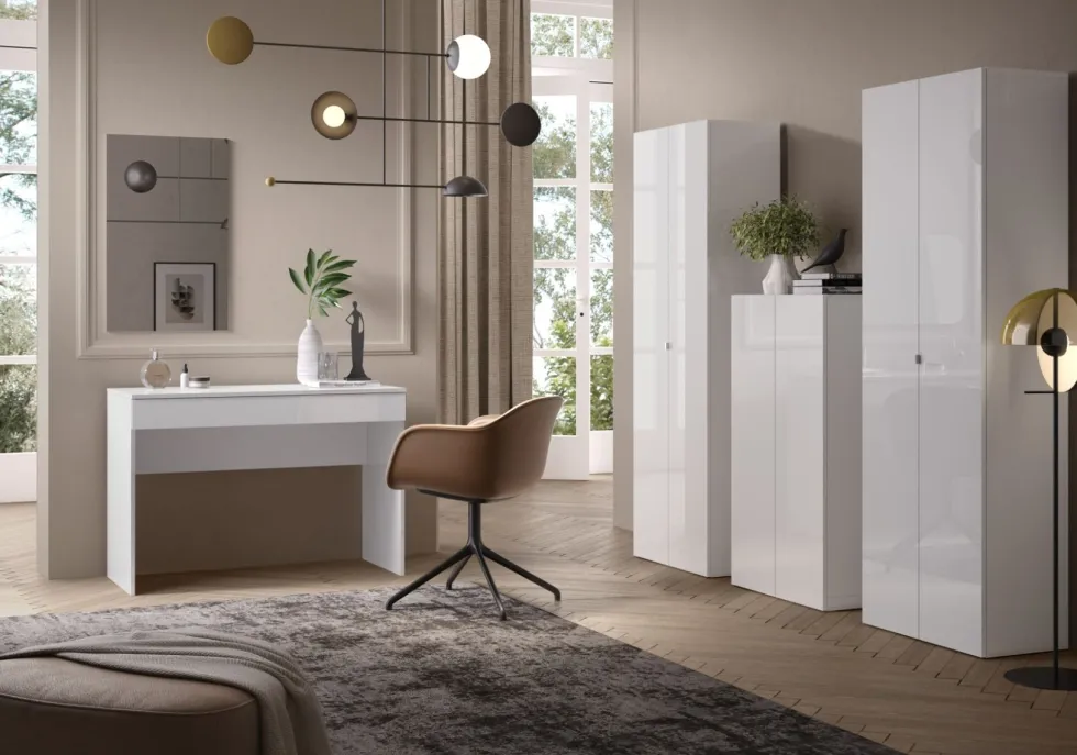 Mobile contenitore alto con 2 ante 63x184 cm bianco lucido MCL14