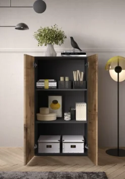 Mobile contenitore basso a 2 ante 63x114 cm nero e pero MCL13