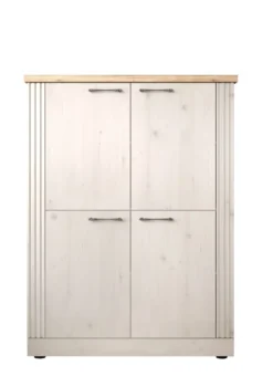 Mobile contenitore con 4 ante 118x160 cm bianco effetto legno e rovere MCL19