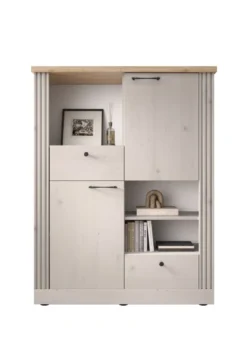 Mobile contenitore con 2 cassetti 118x160 cm bianco effetto legno e rovere MCL18