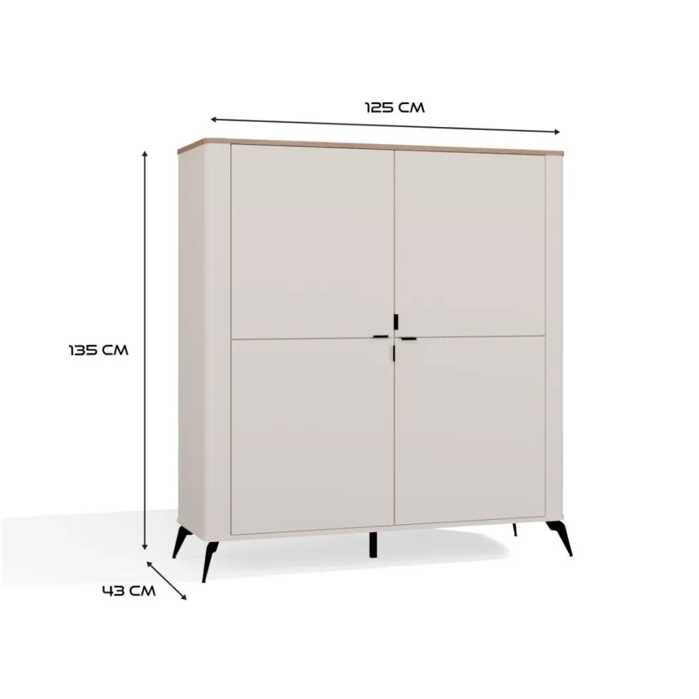 Mobile contenitore multiuso 125x135 cm cashmere e rovere MMT2