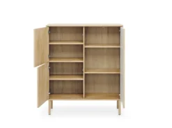 Mobile contenitore per soggiorno con ante push to open in rovere chiaro MCLK9