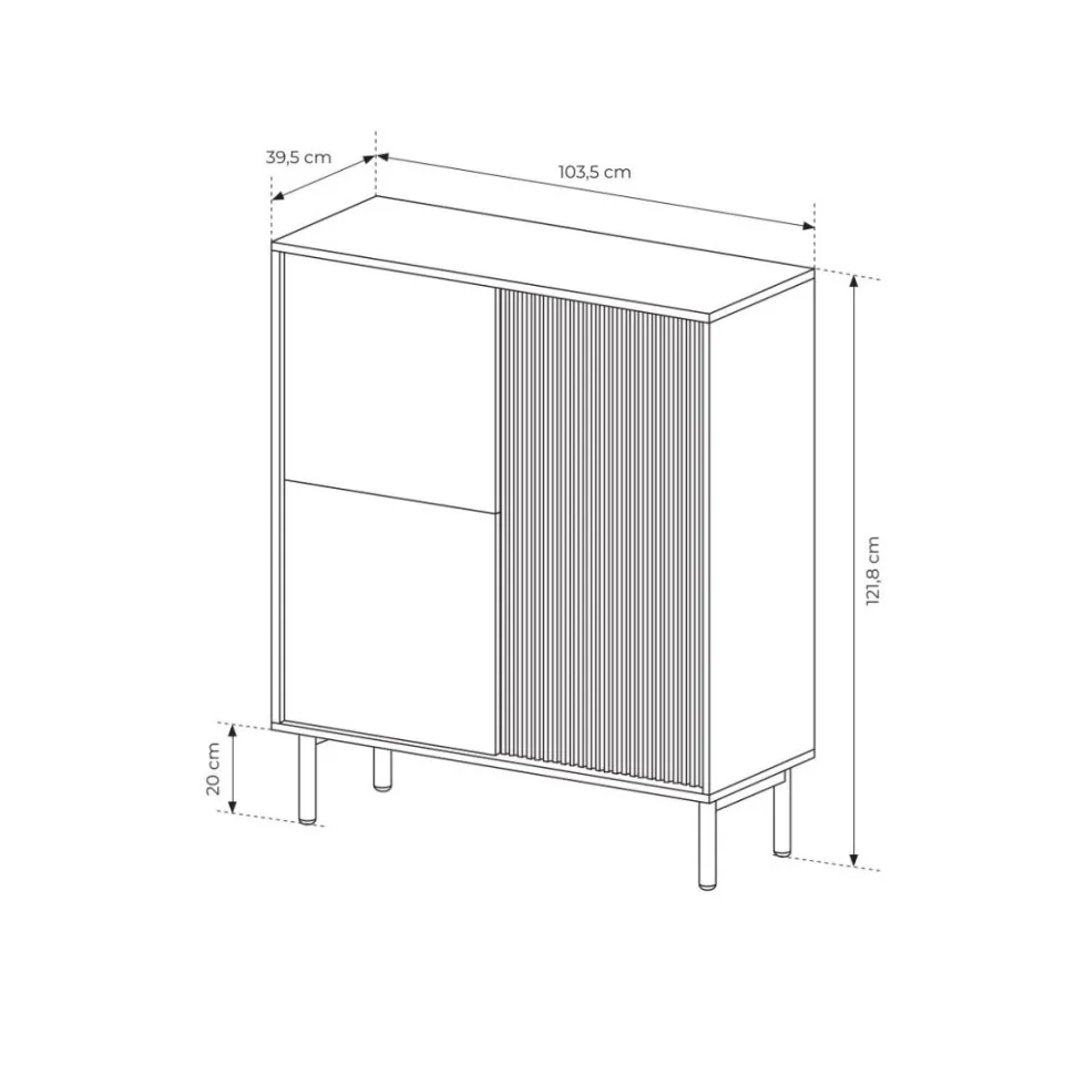Mobile contenitore per soggiorno con ante push to open in rovere chiaro MCLK9