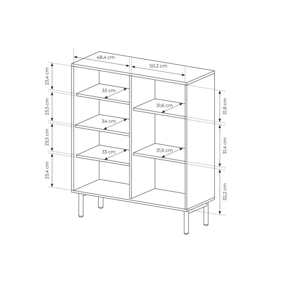 Mobile contenitore per soggiorno con ante push to open in rovere chiaro MCLK9
