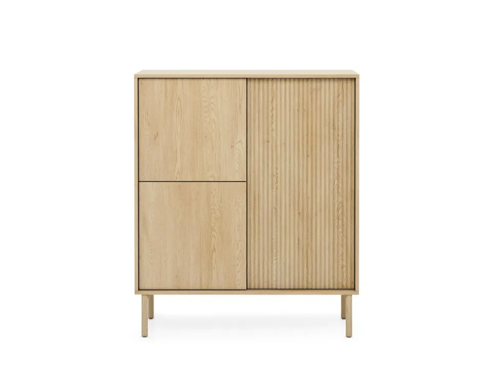 Mobile contenitore per soggiorno con ante push to open in rovere chiaro MCLK9