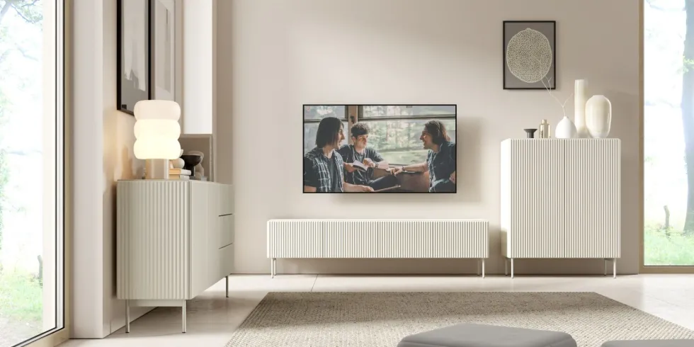 Mobile contenitore per soggiorno con 2 ante push to open in beige cashmere MCLK8