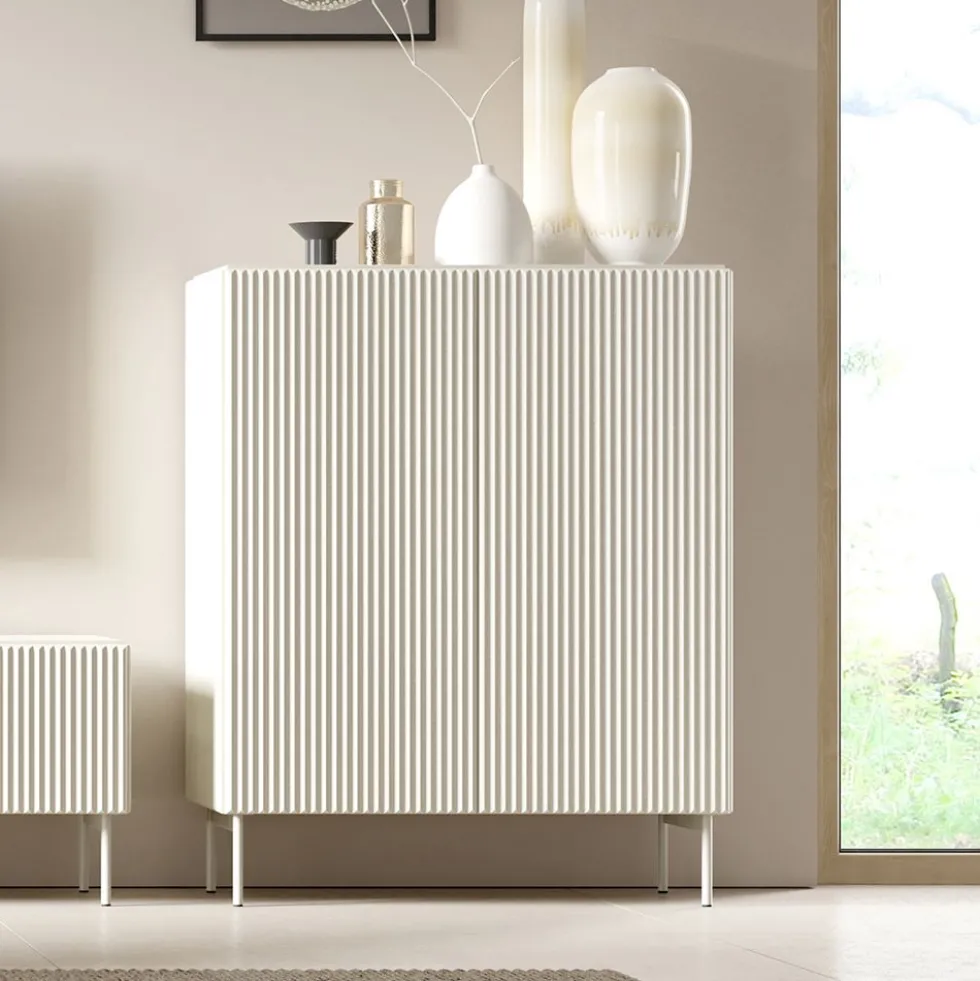 Mobile contenitore per soggiorno con 2 ante push to open in beige cashmere MCLK8