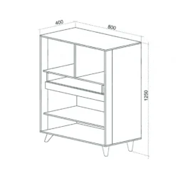 Mobile contenitore salvaspazio 80x125x40 cm con 2 vani a giorno in rovere, grafite e beige MCU1