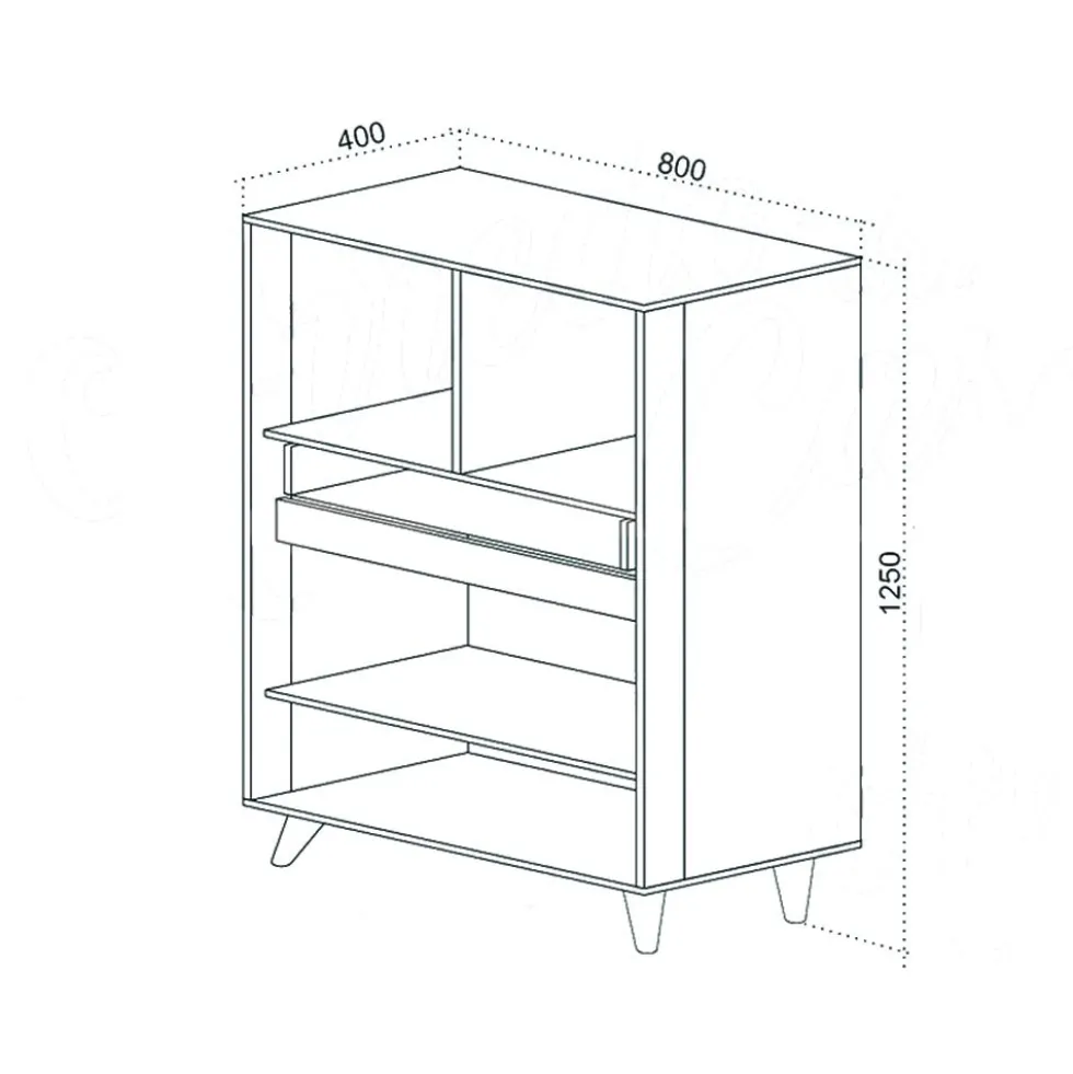 Mobile contenitore salvaspazio 80x125x40 cm con 2 vani a giorno in rovere, grafite e beige MCU1