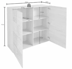 Mobile contenitore 121x111cm a due ante battenti design geometrico grigio serigrafato MCL11
