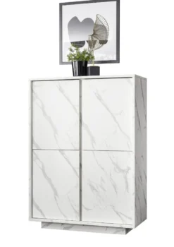 Mobile contenitore 92x145cm alto con quattro ante marmorizzate marmo bianco MCL8