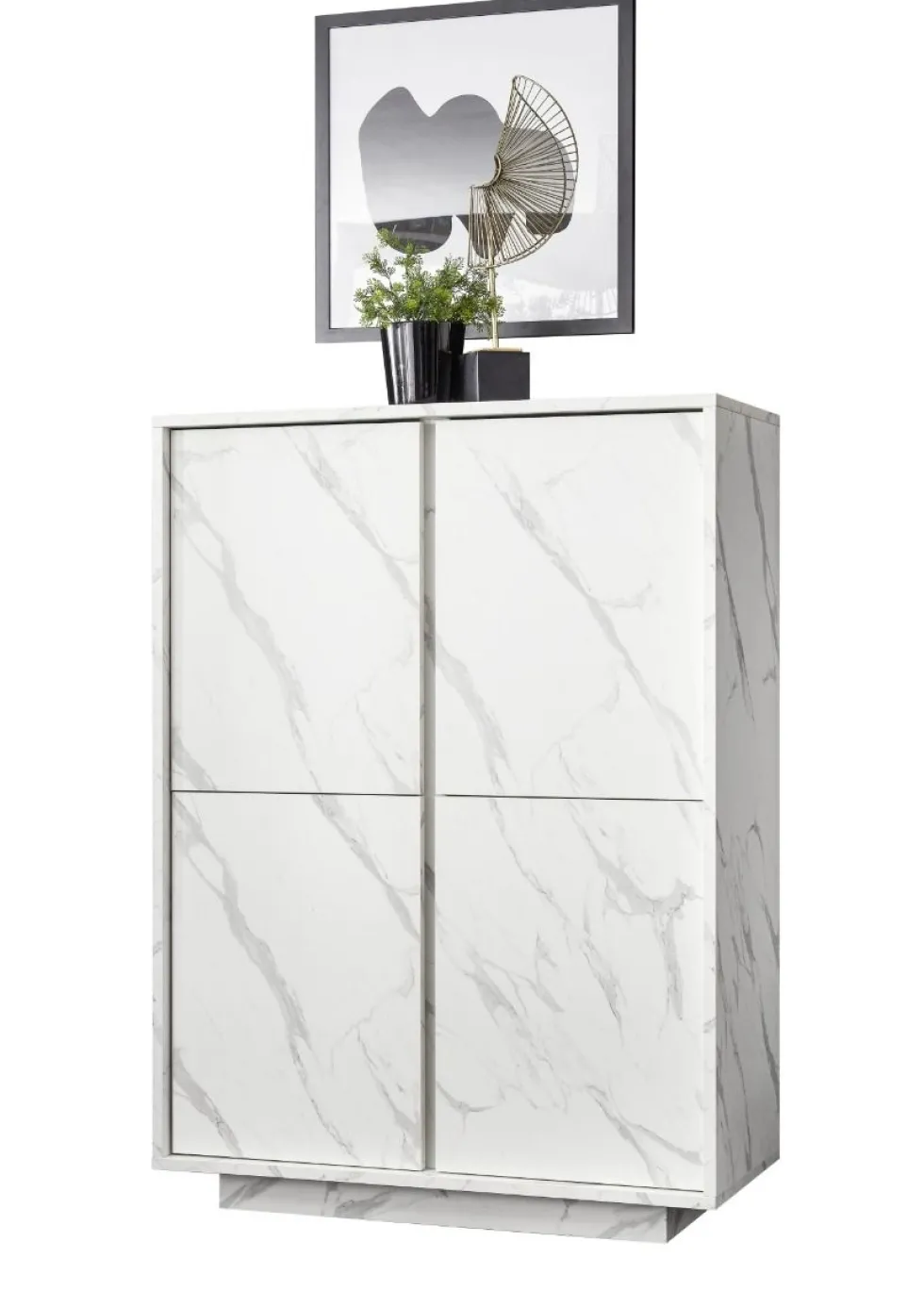 Mobile contenitore 92x145cm alto con quattro ante marmorizzate marmo bianco MCL8