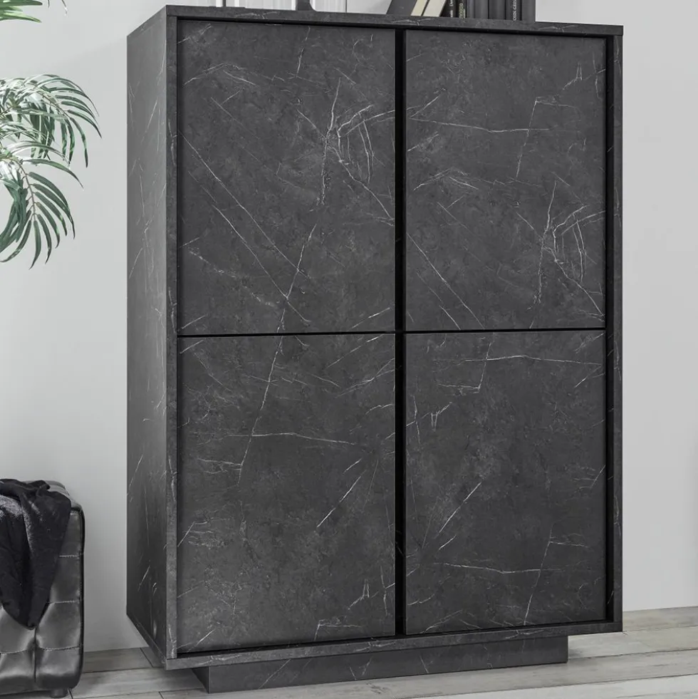 Mobile contenitore 92x145cm alto con quattro ante marmorizzate marmo nero MCL8