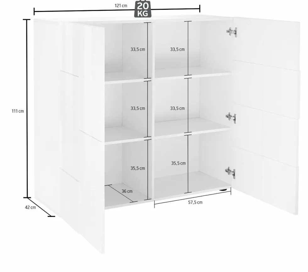 Mobile contenitore 121x111cm da salotto con due ante design geometrico rovere MCL3