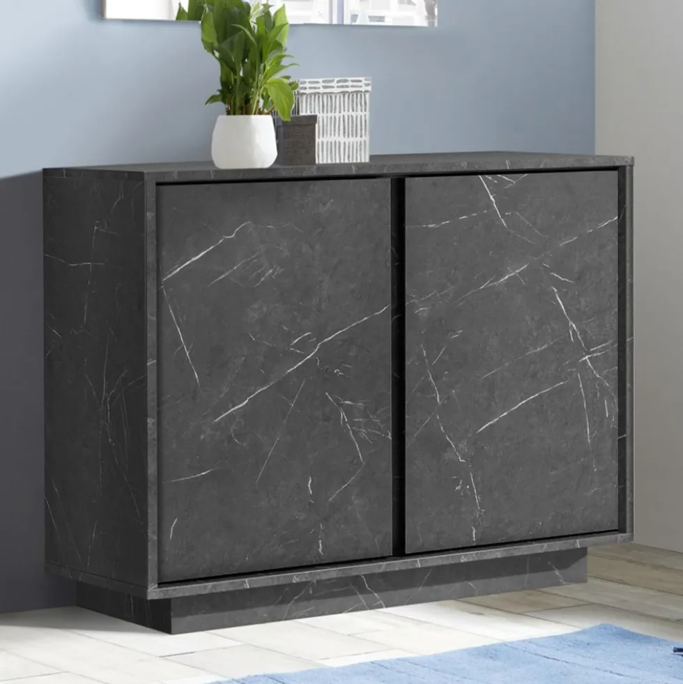 Mobile contenitore 90x79cm piccolo con due ante marmorizzate in marmo scuro MCL7