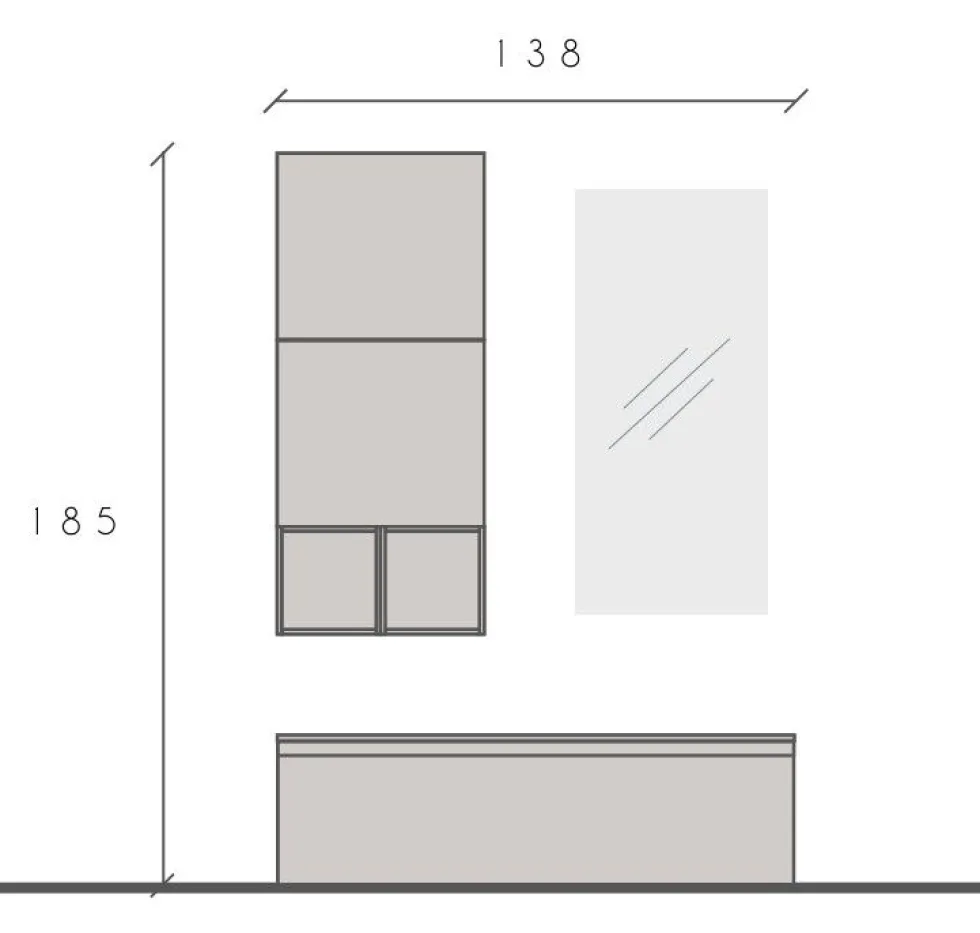 Mobile da ingresso moderno 138x185 cm beige e piombo IL13