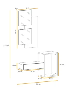 Mobile da ingresso sospeso rovere e bianco IP1