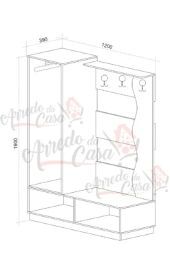Mobile d'ingresso con specchio rovere e bianco lucido IU22