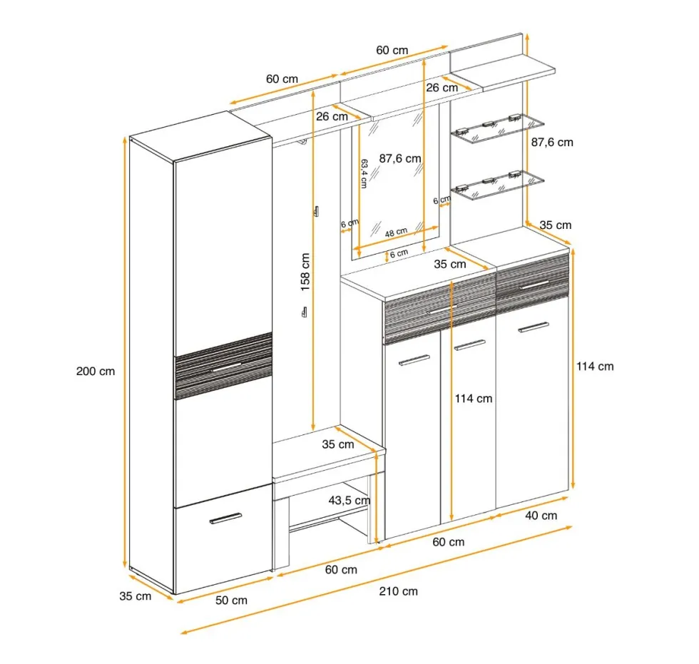Mobile d'ingresso moderno bianco e quercia IP15