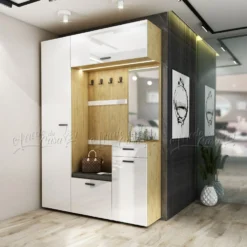 Mobile d’ingresso rovere dorato e bianco lucido IU30