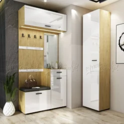 Mobile d’ingresso rovere dorato e bianco lucido IU30