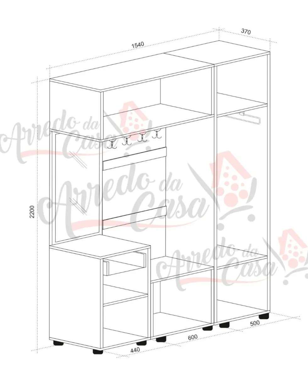 Mobile d’ingresso rovere dorato e bianco lucido IU30
