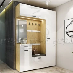 Mobile d’ingresso rovere dorato e bianco lucido IU30