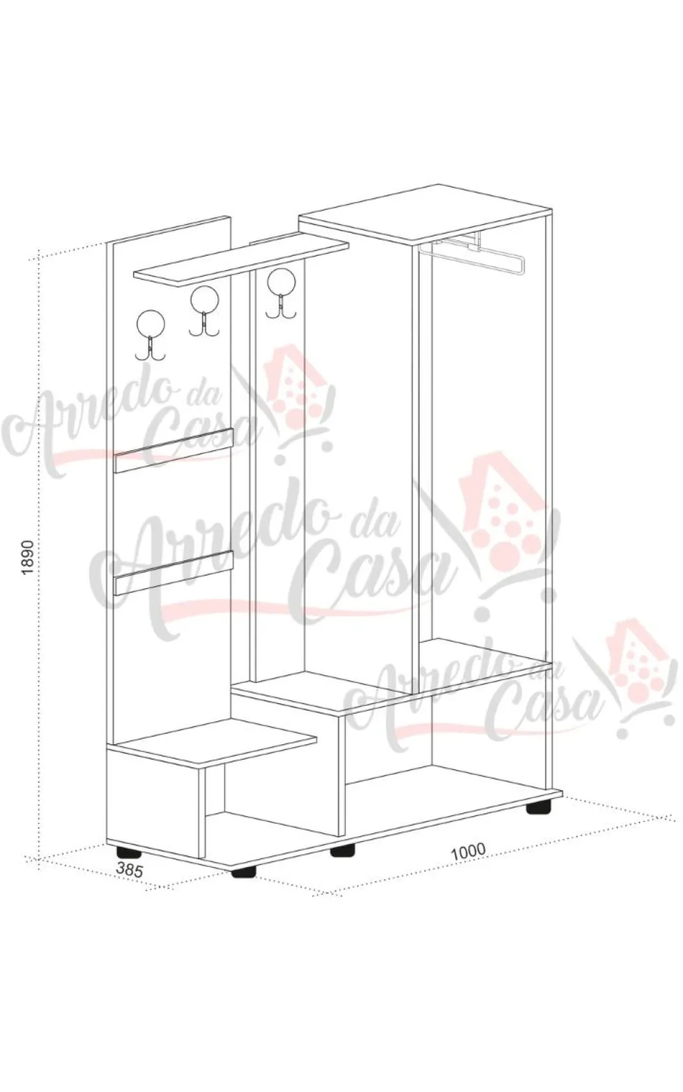 Mobile guardaroba per ingresso nero e bianco legno IU19