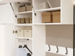 Mobile ingresso appendiabiti 100x238 con panca bianco e beige cashmere MIT14