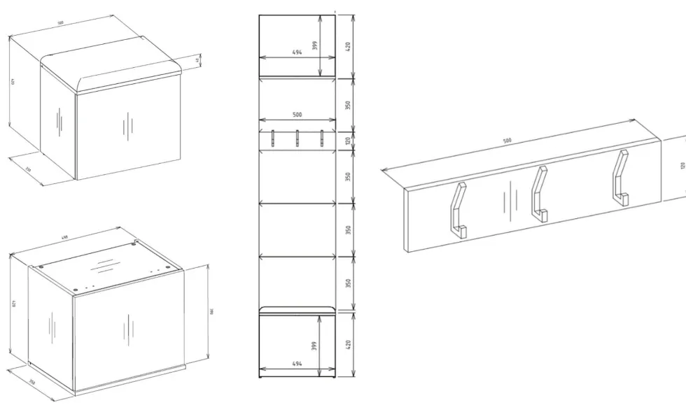 Mobile ingresso appendiabiti 100x238 con panca bianco e beige cashmere MIT14