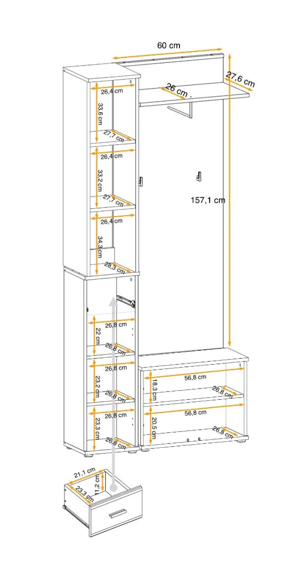 Mobile ingresso appendiabiti moderno IP17