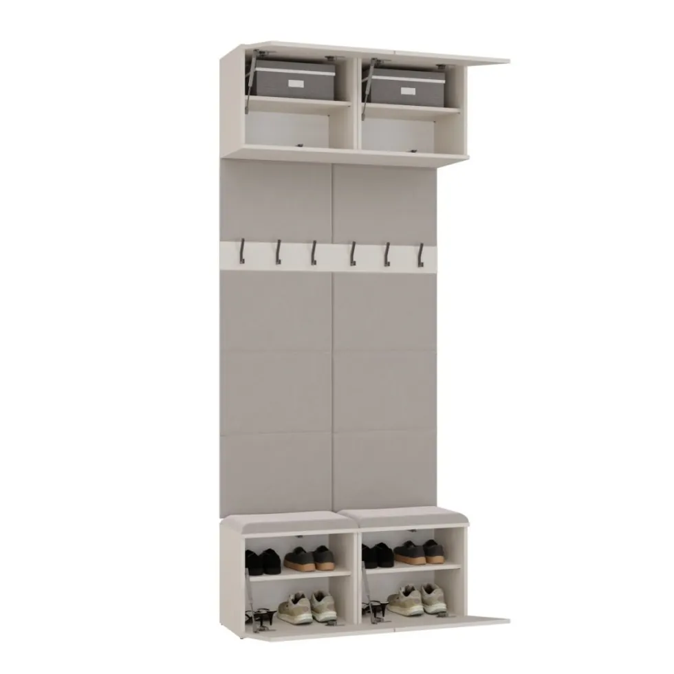 Mobile ingresso appendiabiti 100x238 con panca beige cashmere MIT14