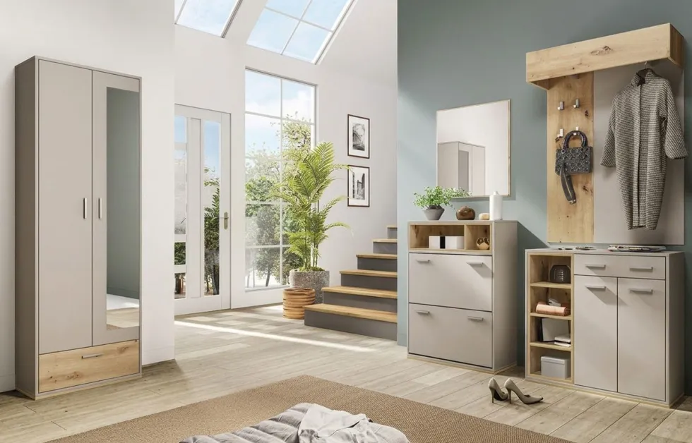 Mobile ingresso componibile grigio e rovere II15