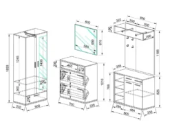 Mobile ingresso componibile grigio e rovere II15