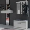 Mobile ingresso con appendiabiti e scarpiera bianco e grigio MIT2