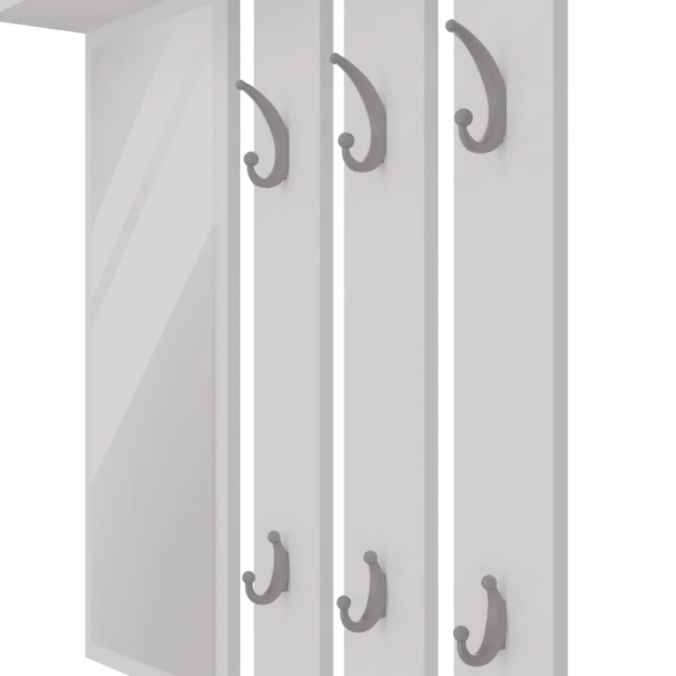 Mobile ingresso con appendiabiti e scarpiera bianco e grigio MIT2