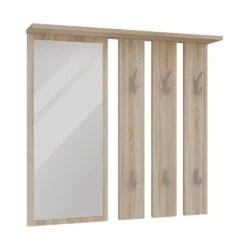 Mobile ingresso con appendiabiti e scarpiera rovere chiaro e grigio MIT2