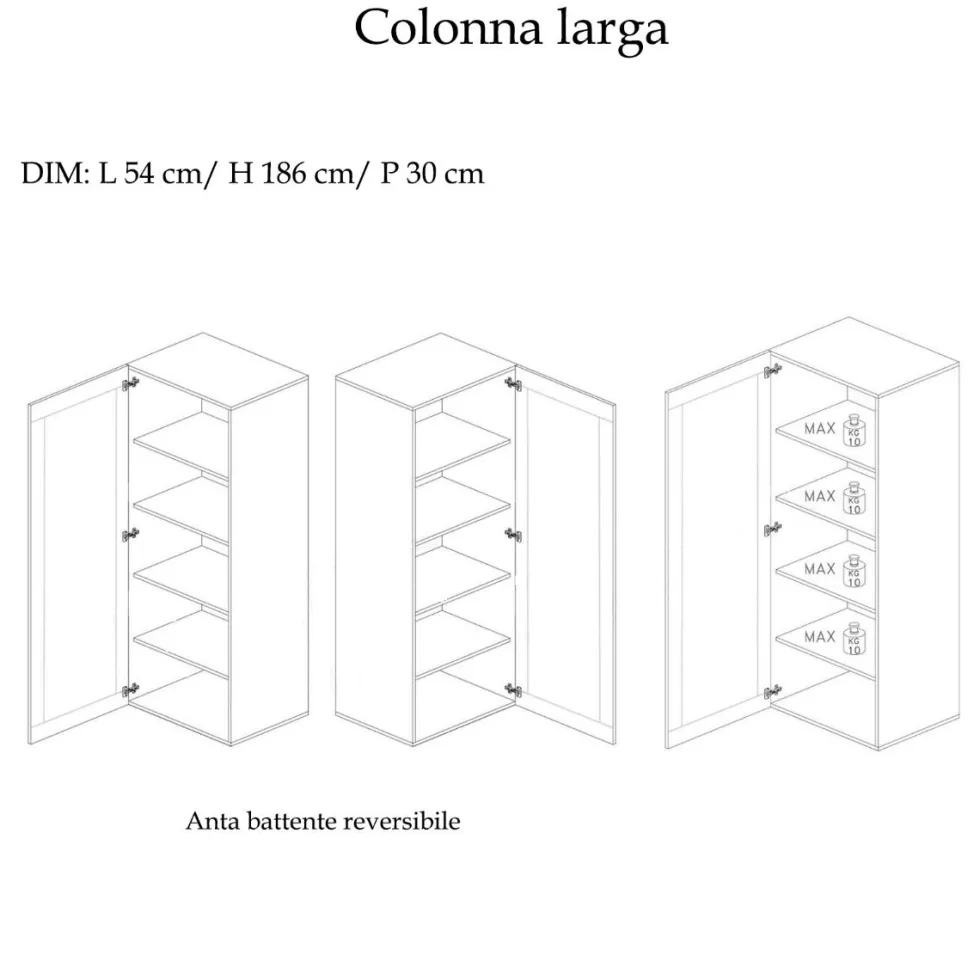 Mobile ingresso con armadietto 128x186 cm bronzo e noce IL10