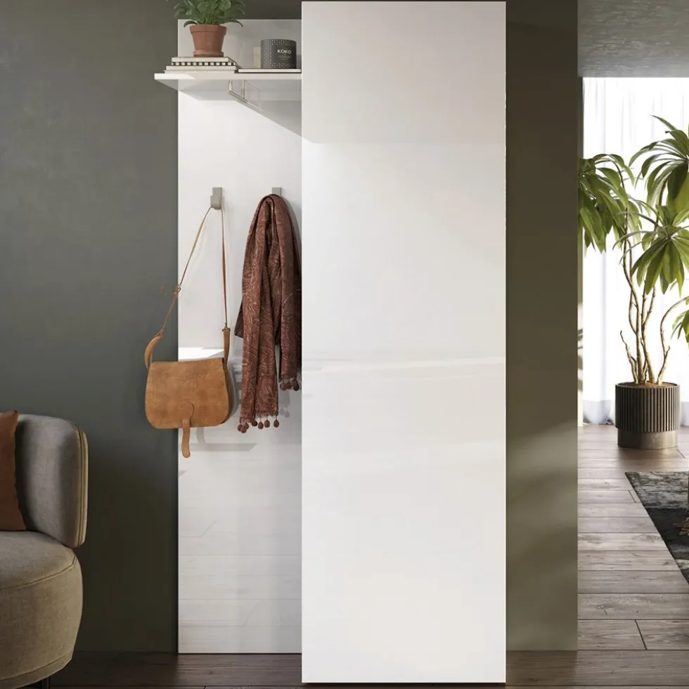 Mobile ingresso con armadietto 95x186 cm bianco lucido IL16