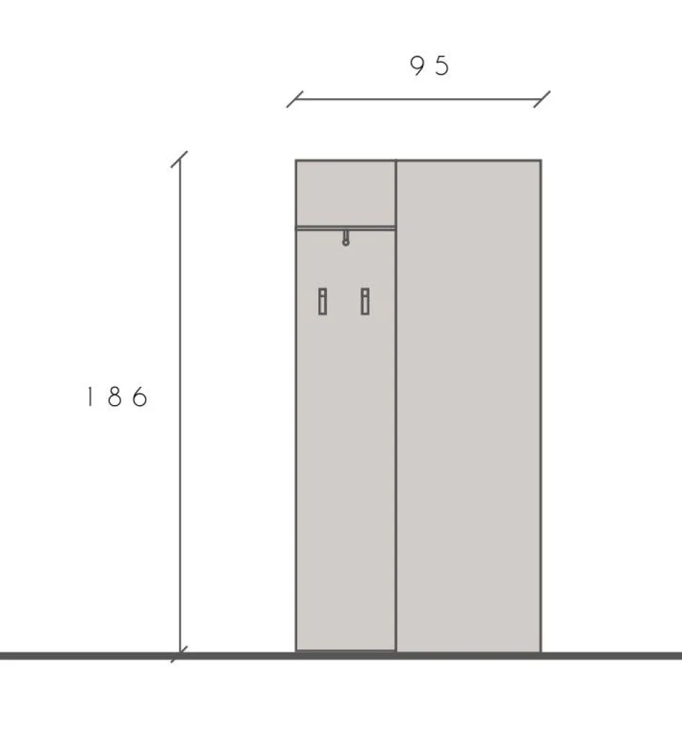 Mobile ingresso con armadietto 95x186 cm bianco lucido IL16