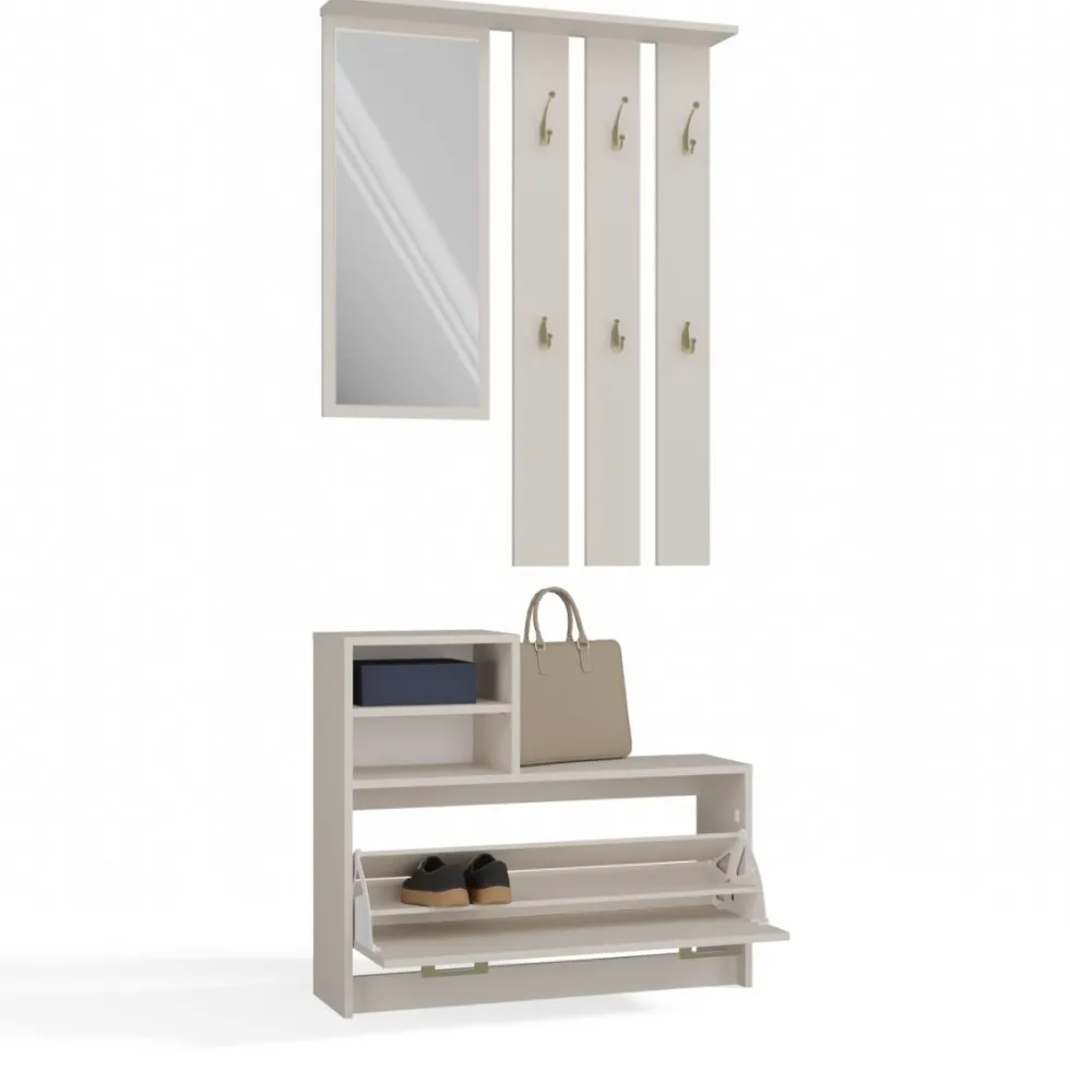 Mobile ingresso con scarpiera 85x180 cm beige cashmere MIT1