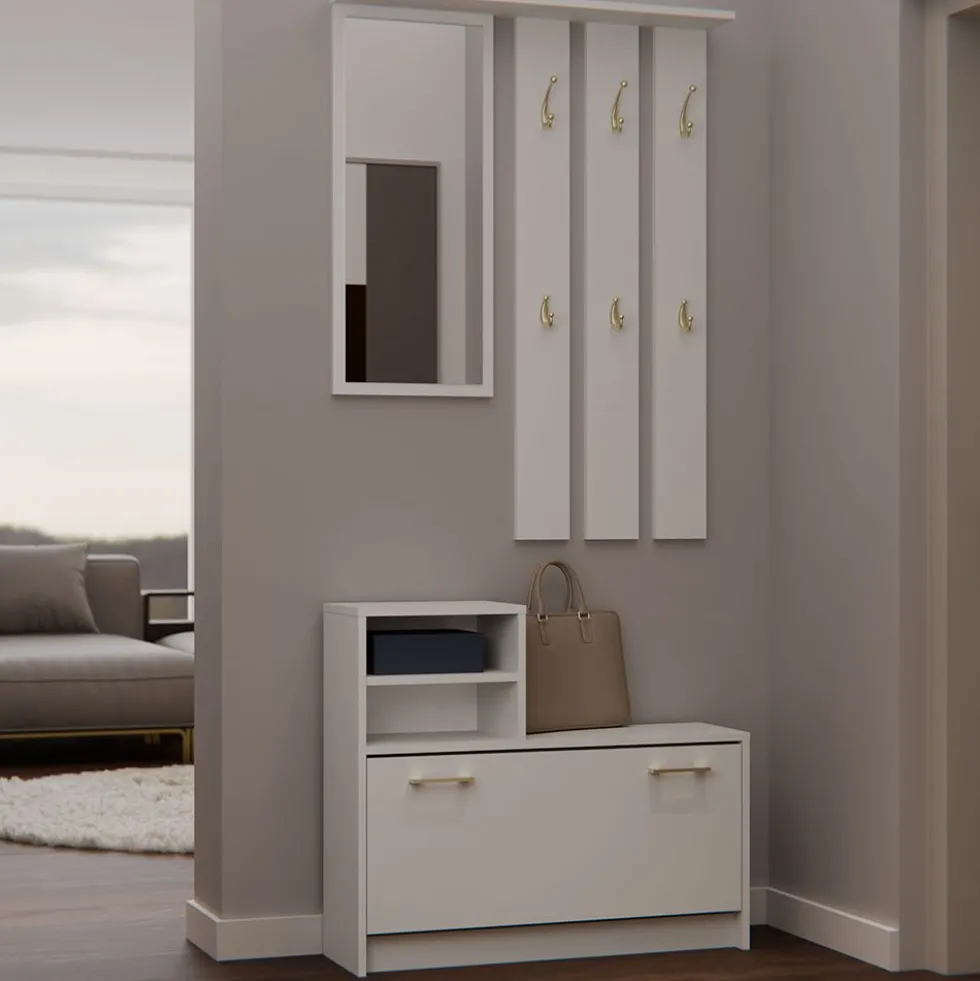 Mobile ingresso con scarpiera 85x180 cm beige cashmere MIT1