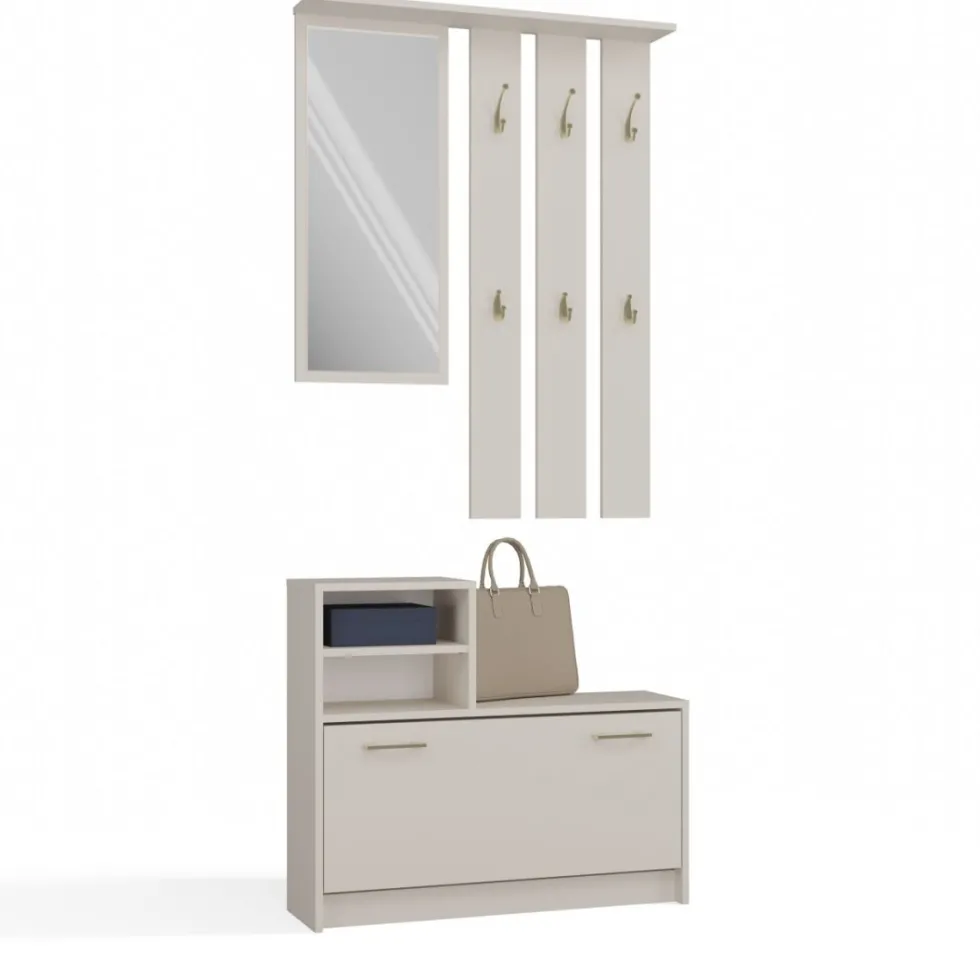 Mobile ingresso con scarpiera 85x180 cm beige cashmere MIT1