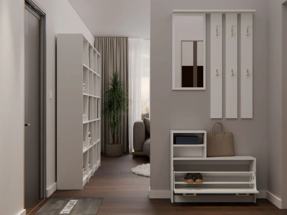 Mobile ingresso con scarpiera 85x180 cm beige cashmere MIT1