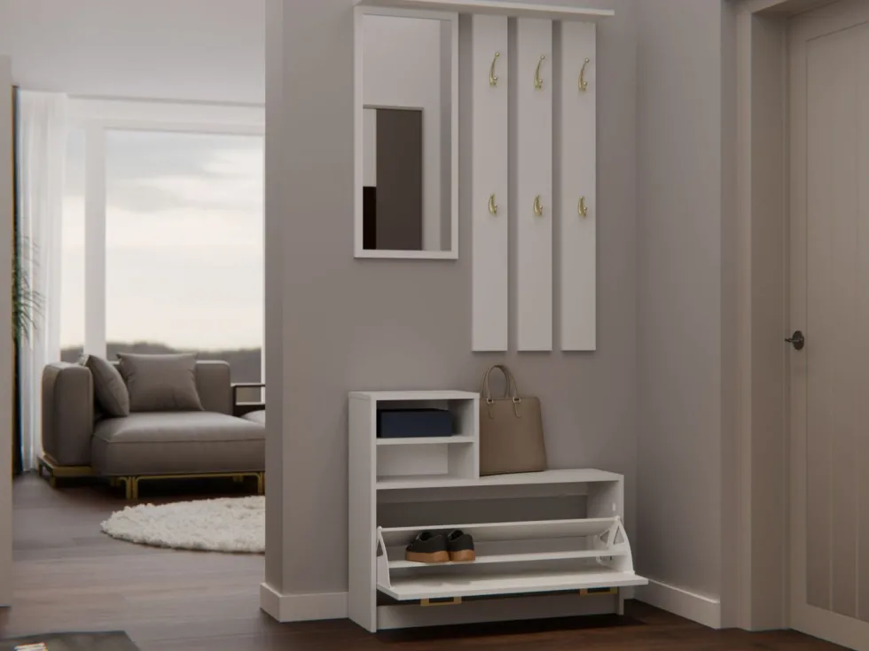 Mobile ingresso con scarpiera 85x180 cm beige cashmere MIT1