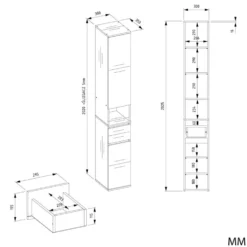 Mobile ingresso con scarpiera 110x202,5 cm rovere e nero MIT21
