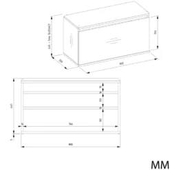 Mobile ingresso con scarpiera 110x202,5 cm rovere e nero MIT21