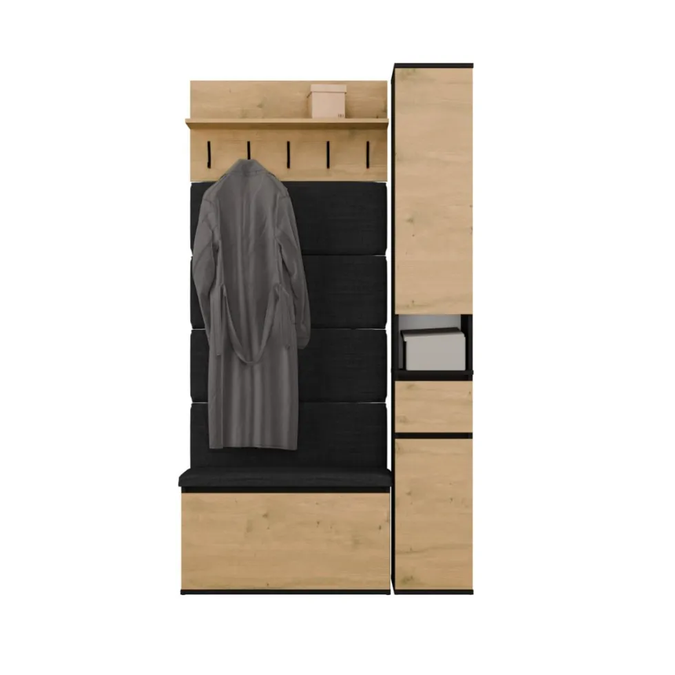 Mobile ingresso con scarpiera 110x202,5 cm rovere e nero MIT21