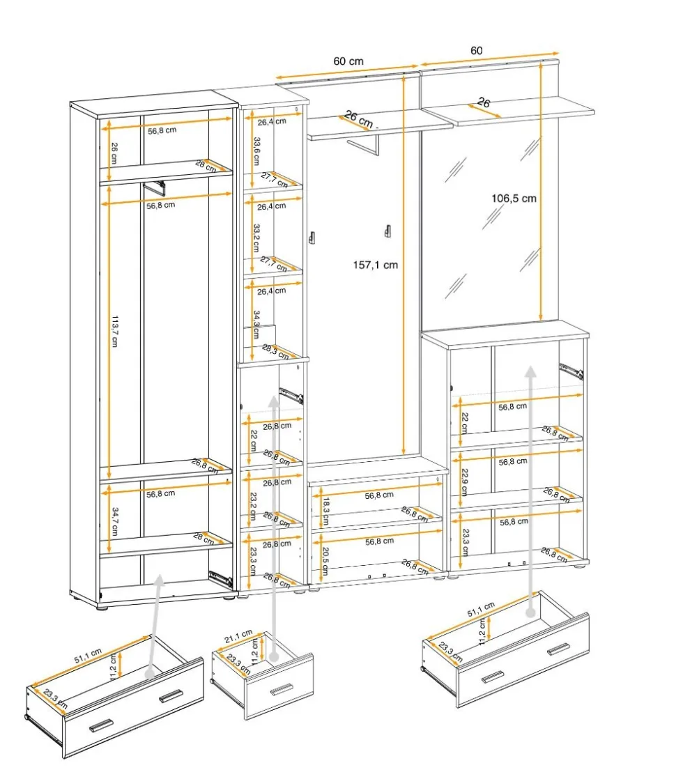 Mobile ingresso con specchio quercia sonoma IP20