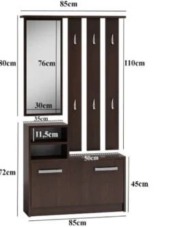 Mobile ingresso con specchio 85x180 cm rovere e antracite MIT1